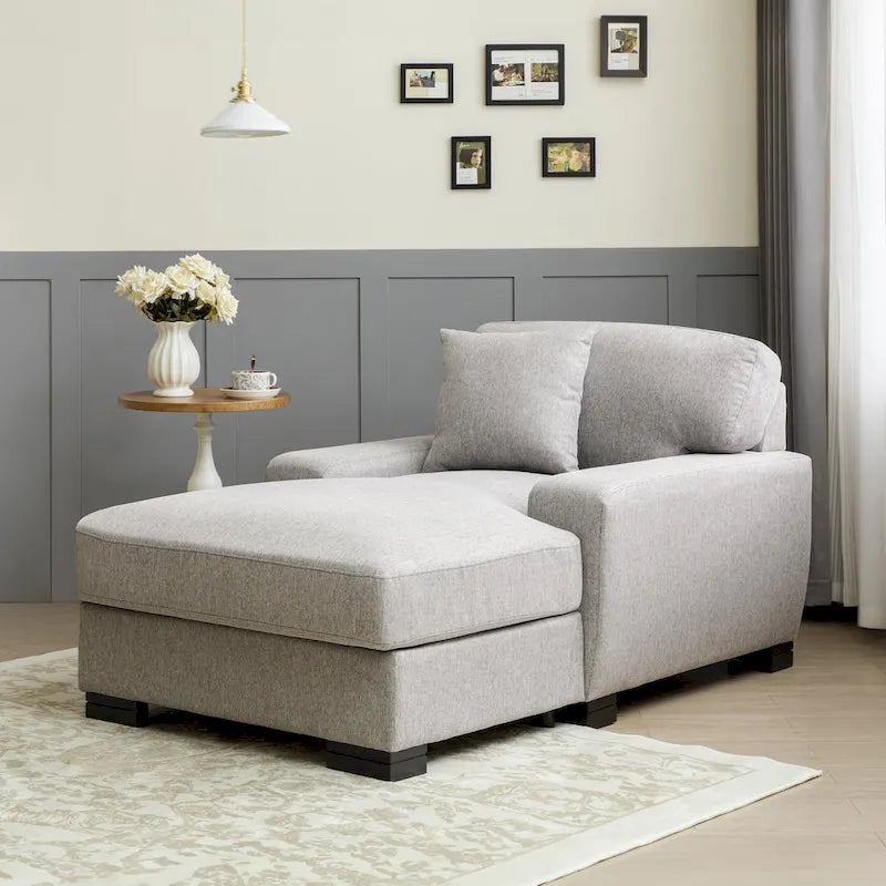 Moderne extra grote chaise longue-slaapbank in mid-century-stijl met kussen