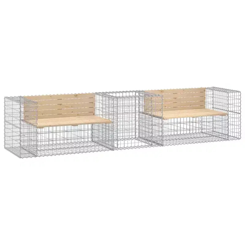 Tuinbank met schanskorfmand, naturel hout en zilver