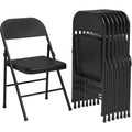 Ensemble de 8 chaises pliantes tout acier avec dossiers, chaises de salle à manger pliables en métal robuste, capacité de 350 lbs, pour l’intérieur et l’extérieur