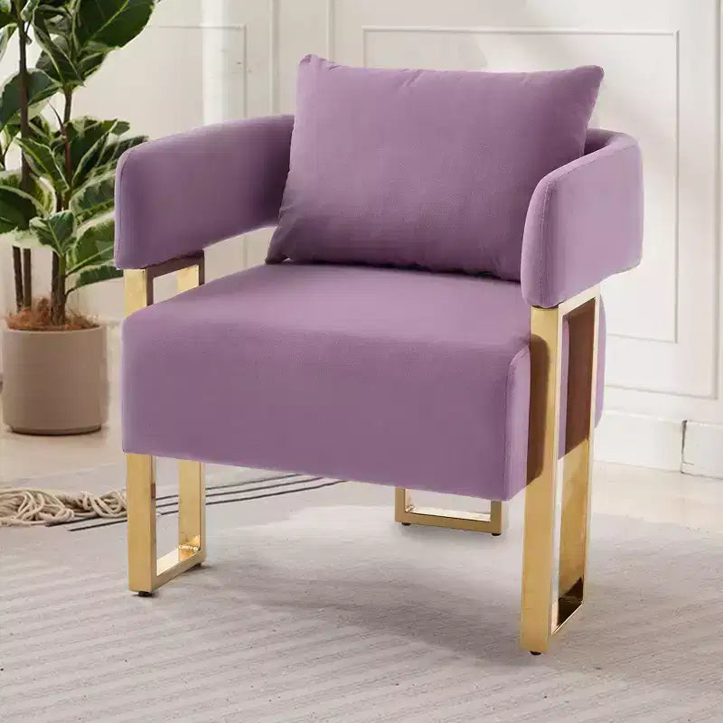 Set van 2 moderne gestoffeerde fauteuils met gouden metalen poten voor woonkamer, slaapkamer of kantoor