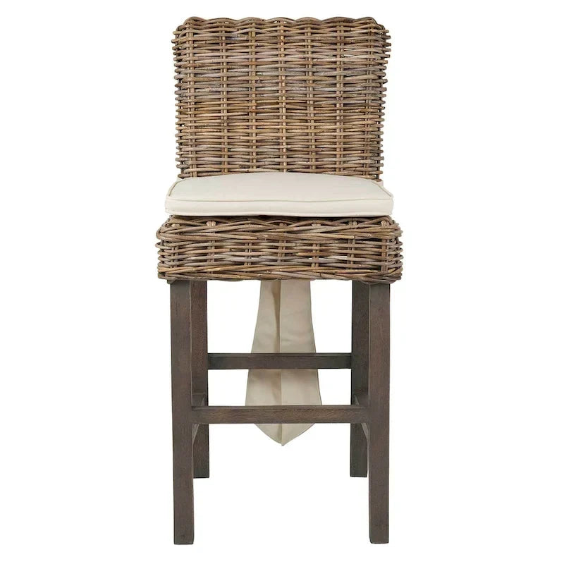 Rattan-Hocker mit Kissen in Grau-Waschoptik von East at Main
