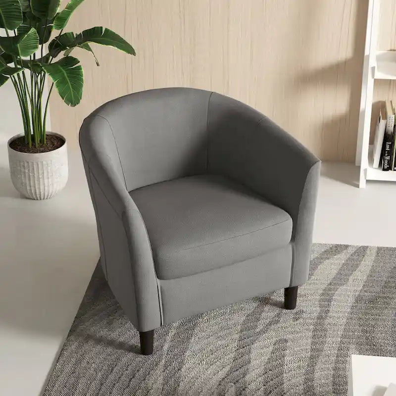 Poltrone d'accento moderne a barile, accoglienti, con braccioli, stile club