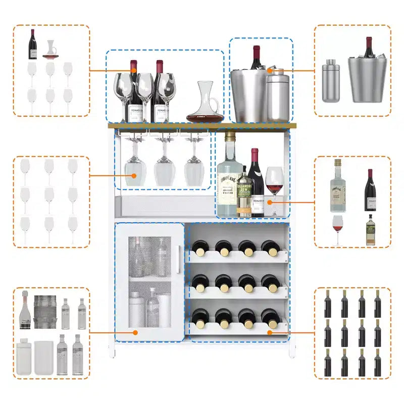 Meubles de bar DobleePy, armoires à vin, buffets, étagères réglables, adaptés aux petits bars dans les cuisines et les restaurants, couleur rétro
