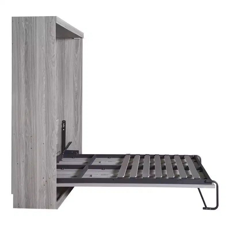 Lit escamotable mural double/simple, armoire-lit en bois, gris