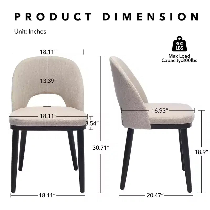 Esszimmerstuhl-Set, 4/6 Stück, gepolsterte Küchen- und Esszimmerstühle aus Leinenstoff im Landhausstil mit verstellbaren Füßen für Esszimmer und Wohnzimmer