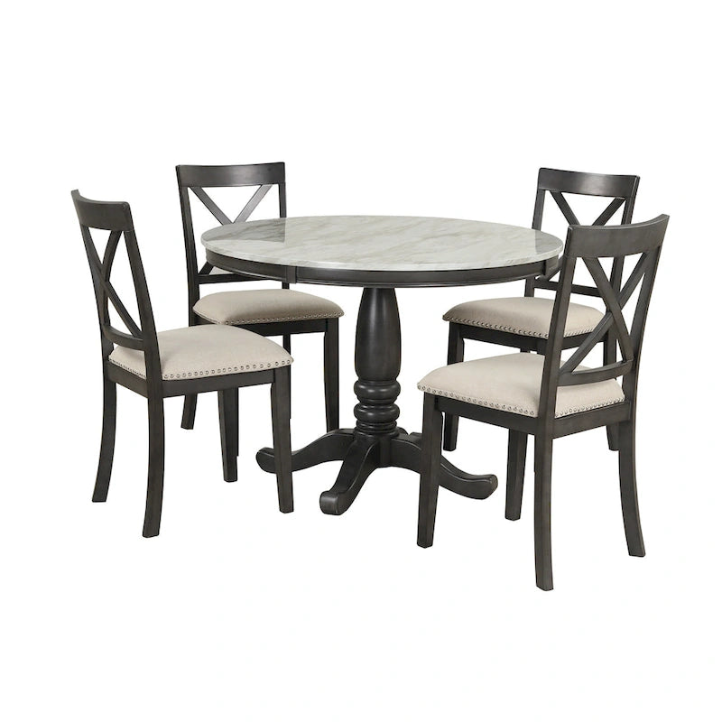 Eetkamertafel met stoelen, set van 5 stuks voor 4 personen