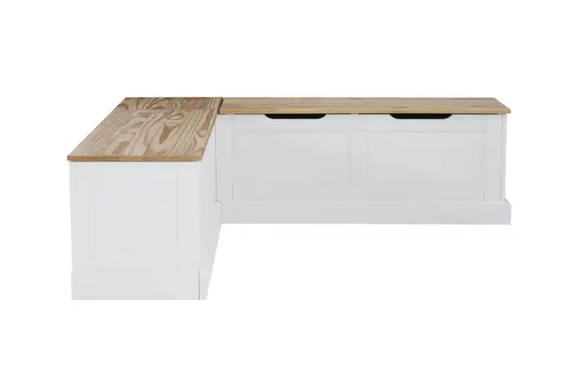 Banc d’angle de salle à manger sans dossier - naturel et blanc