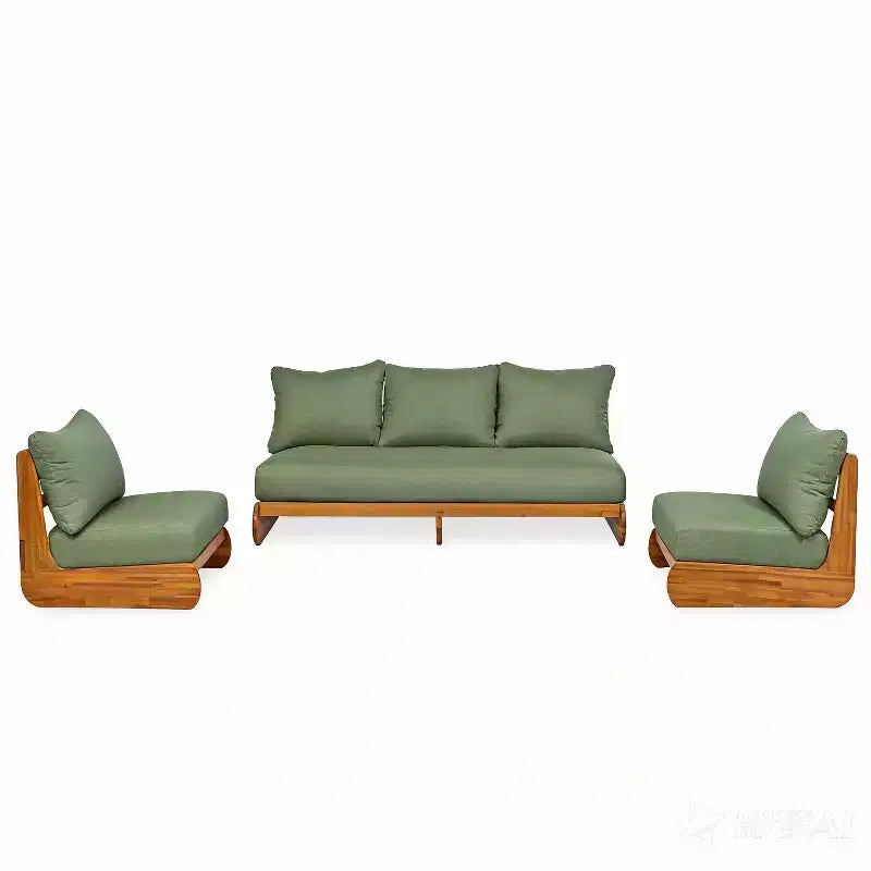 Christopher Knight Home Tavriel moderne Sitzgruppe im Mid-Century-Stil für die Terrasse aus Akazienholz mit 5 Sitzplätzen und dicken Kissen, Tisch nicht enthalten