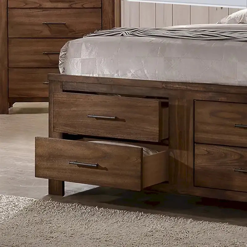 Bett mit 6 Unterbett-Schubladen in Walnuss