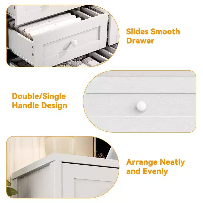 Commode en bois à 12 tiroirs pour chambre, meuble TV moderne et large pour téléviseur de 65 pouces, commode en bois, rangement champêtre pour vêtements dans le salon