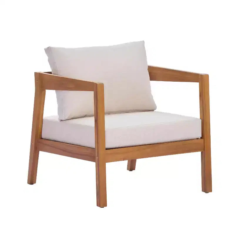 Ensemble de salon de jardin 4/5 pièces en bois d’acacia ModernLuxe, salon d’extérieur avec table basse pour porche/jardin/balcon