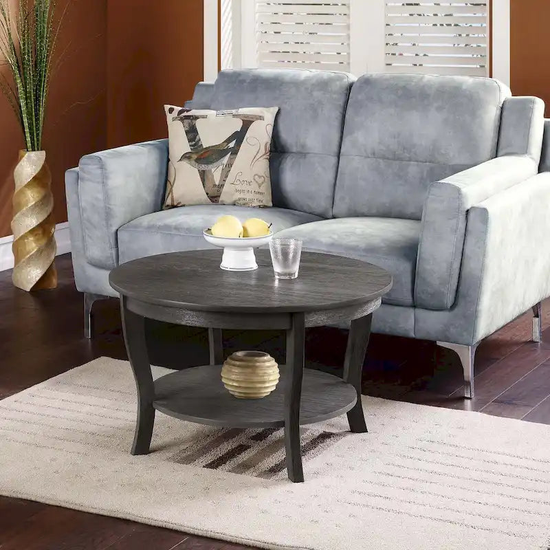 Tavolino rotondo Convenience Concepts American Heritage con ripiano