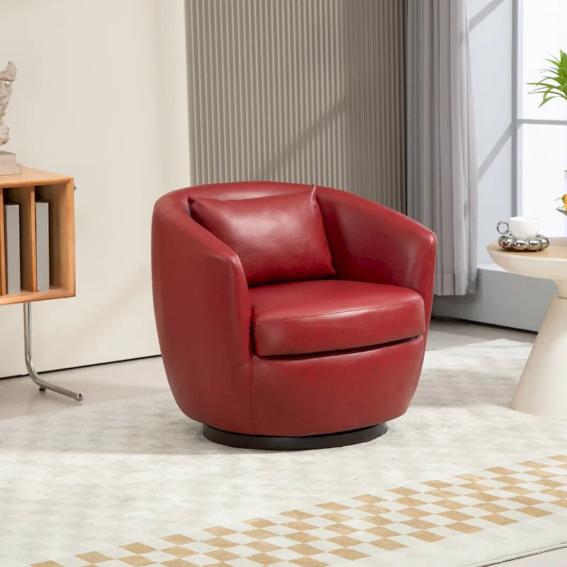 Poltrona girevole a pozzetto imbottita con contenitore, moderna e ideale come seduta laterale per soggiorno, camera da letto, ufficio o angolo lettura - similpelle