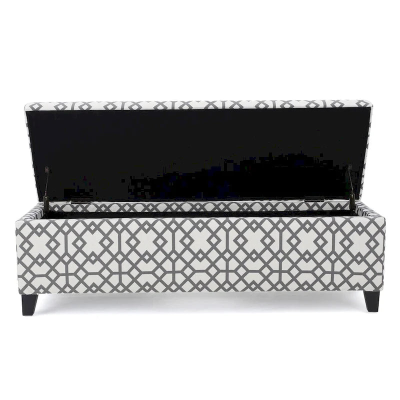 Moderne gestoffeerde opbergbank voor de woonkamer of hal