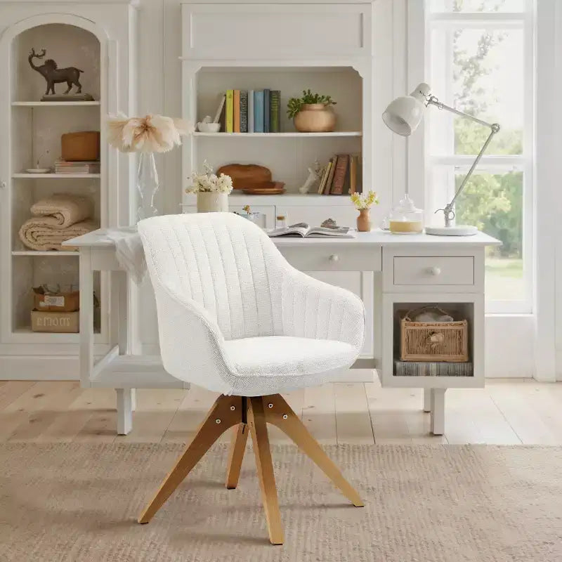 Art Leon comfortabele draaibare fauteuil van stof met poten van massief eikenhout