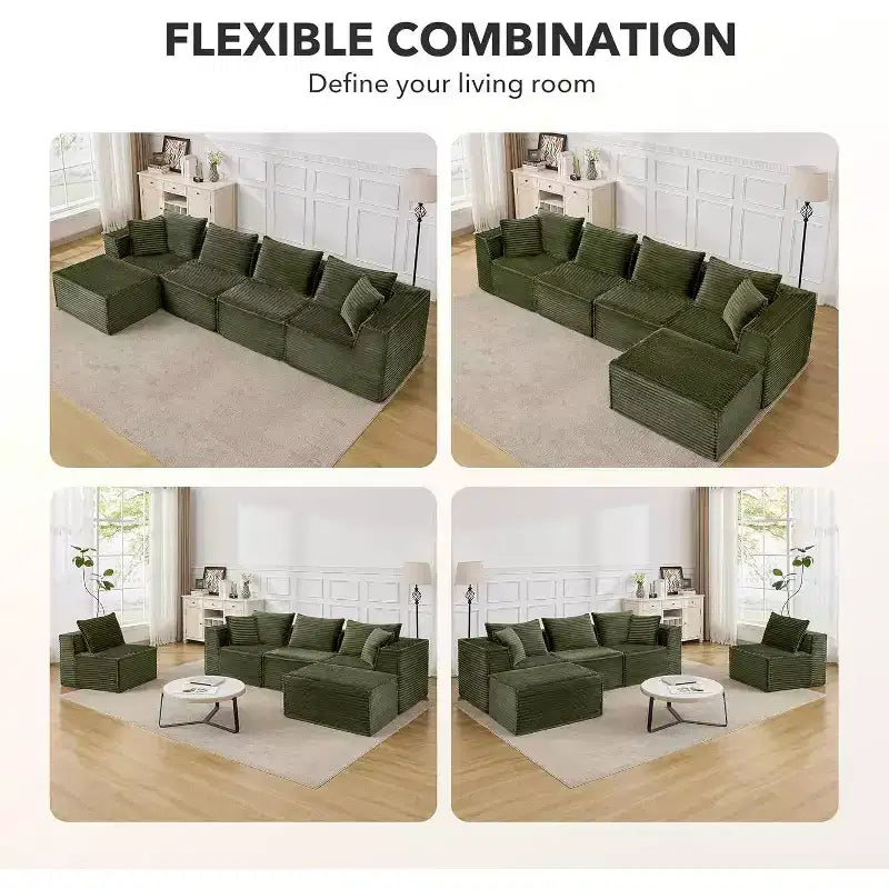 Canapé modulaire nuage de 107/ 137, canapé profond sans structure, canapé convertible confortable pour le sol avec poufs et mousse à mémoire de forme