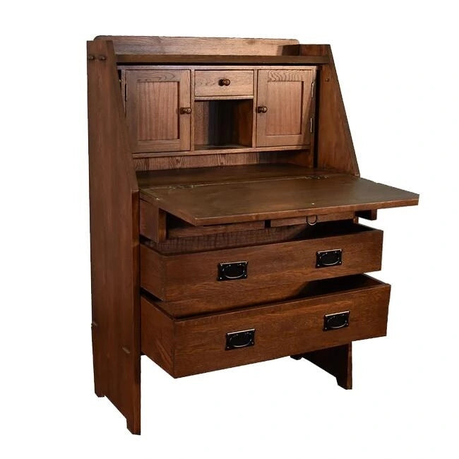 Bureau secrétaire Arts and Crafts Mission en chêne massif