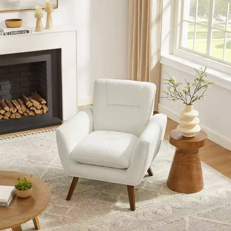 Fauteuil d'appoint confortable en flanelle jacquard Art Leon avec pieds en bois