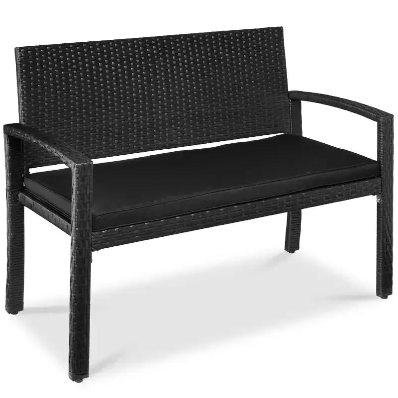 Best Choice Products Outdoor-Gartenbank aus Korbgeflecht für 2 Personen, Garten- und Terrassenmöbel mit einer Tragkraft von 700lb, Kissen