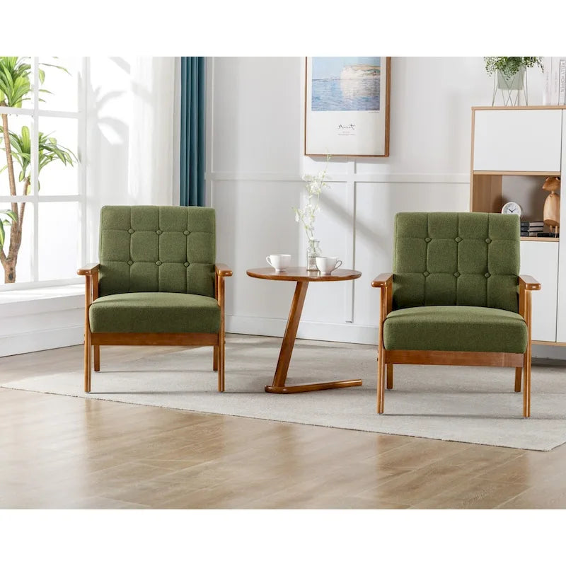 Set van 2 accentstoelen met bijzettafel, fauteuils voor woonkamer, slaapkamer of kantoor - 30.71H*25.39W *27.95D