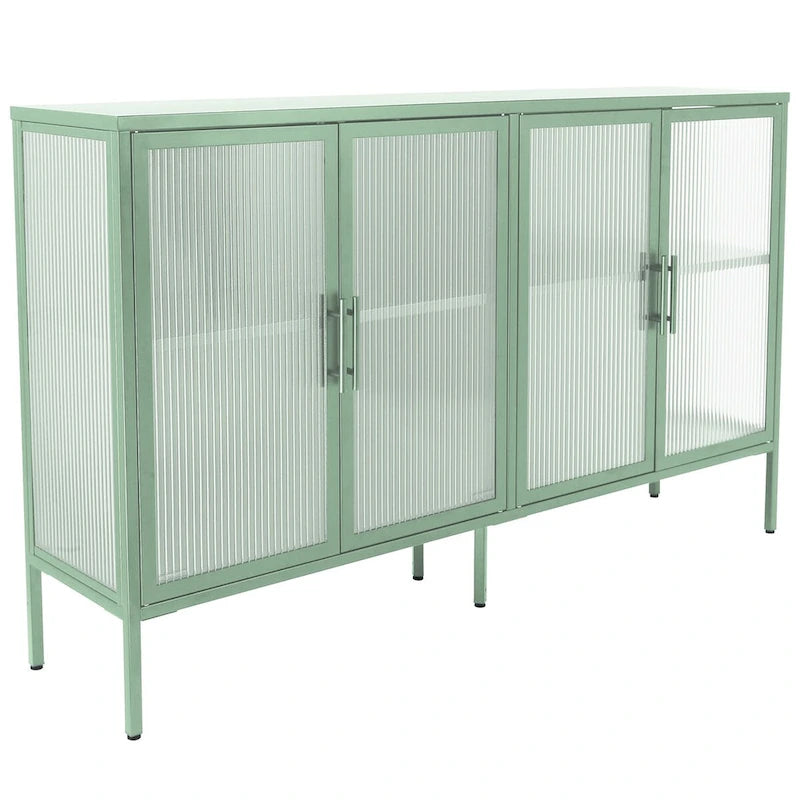 Metallschrank mit gehärteter Glasscheibe und verstellbarem Einlegeboden