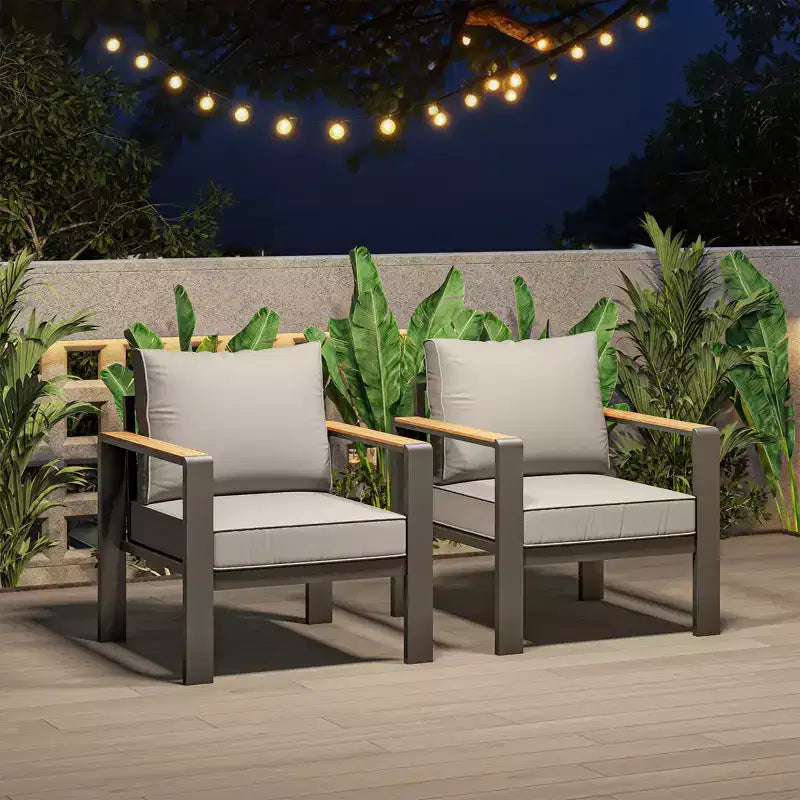 Ensemble de mobilier de patio en aluminium, canapé d’angle d’extérieur avec 5 coussins épais, 4 accoudoirs et table basse pour le jardin, la terrasse ou la cour