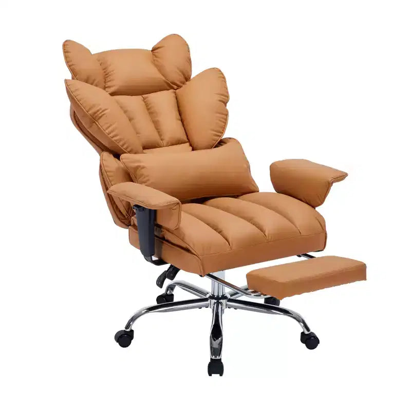Großer und hoher Bürostuhl mit Fußstütze, Gamingstuhl mit hoher Rückenlehne, gepolsterter Chefsessel aus Leder, ergonomischer Computer-Schreibtischstuhl mit Lendenstütze