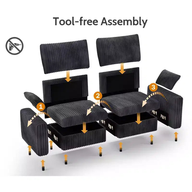 Modulares Cordsofa von Dyonery mit waschbaren Bezügen
