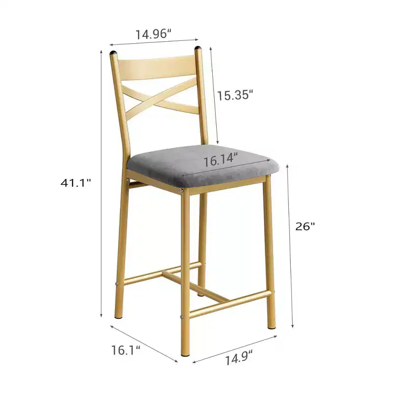 Barhocker, 4er-Set, Barstühle mit PU-Polsterung, Kücheninselstühle mit X-förmiger Rückenlehne und Metallfußstütze, schwarze Stühle in Thekenhöhe