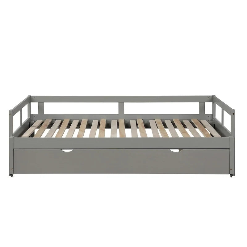 Ausziehbares Tagesbett mit Ausziehbett, Holztagesbett mit Ausziehbett