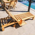 Nordic Teak Natur Outdoor-Chaiselongue mit Beistelltisch - Beige
