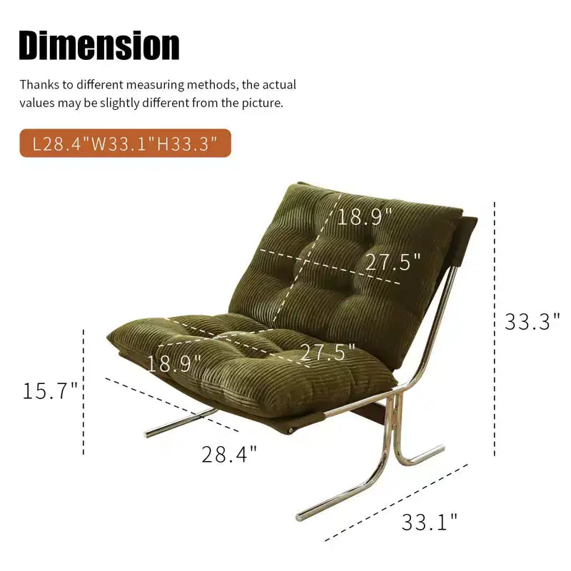Fauteuil d'appoint moderne grand format pour salon et bureau à domicile - structure en métal chromé