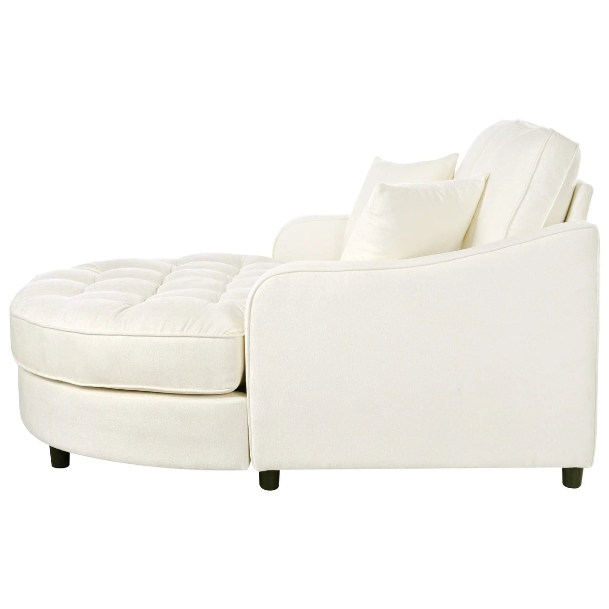 Chaiselongue-Schlafsofa aus Chenille, gepolstertes Sofa mit gesteppter Rückenlehne und 2 abnehmbaren Kissen für das Wohnzimmer