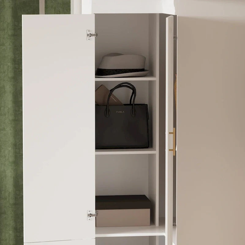 93.9H/74.2H Kleiderschrank, Garderobenschrank mit Kleiderstange, Schubladen und Stauraum