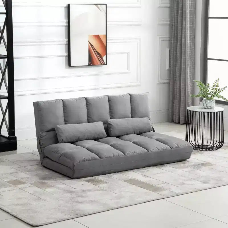 Fauteuil convertible de sol, canapé-lit pliant, chaise longue d'appoint avec 2 oreillers, dossier et appuie-tête réglables, 51.25 L