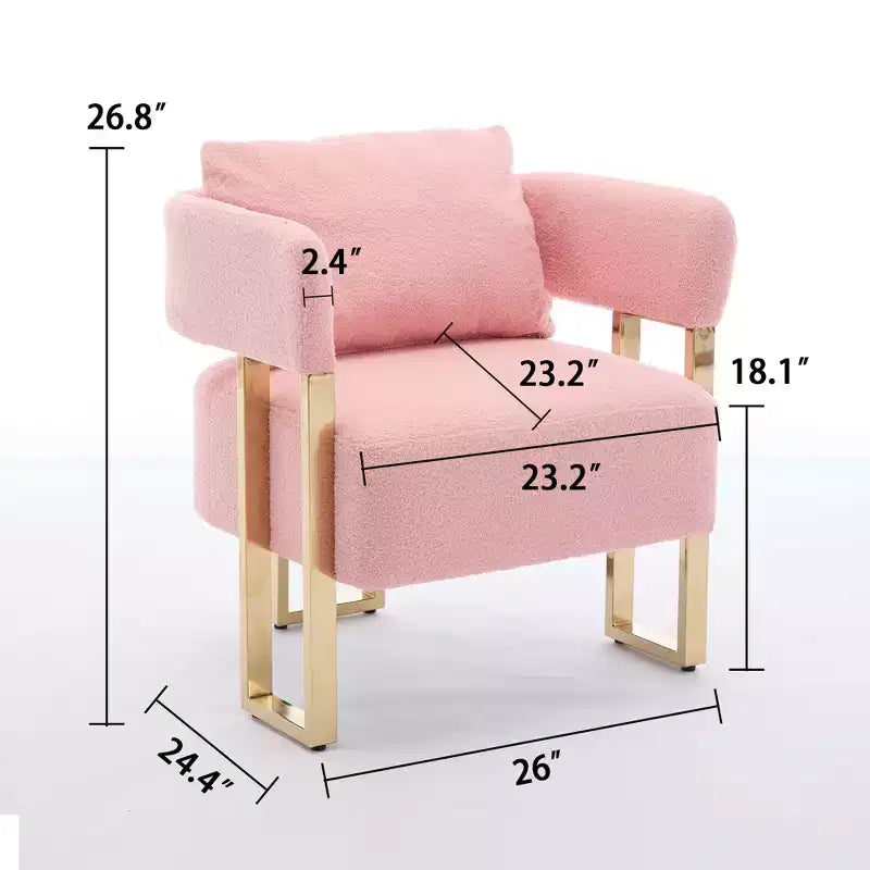 Set van 2 moderne gestoffeerde fauteuils met gouden metalen poten voor woonkamer, slaapkamer of kantoor