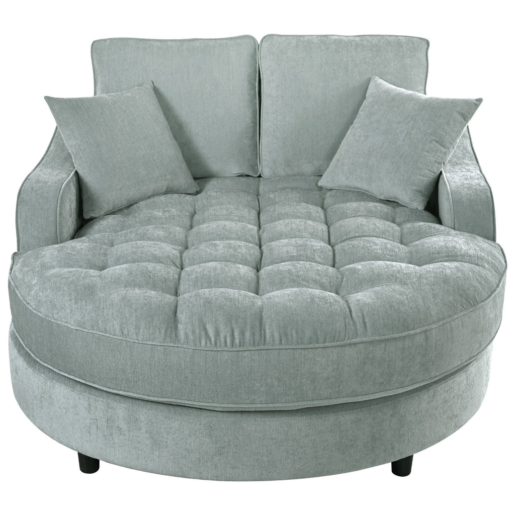 Chaiselongue-Schlafsofa aus Chenille, gepolstertes Sofa mit gesteppter Rückenlehne und 2 abnehmbaren Kissen für das Wohnzimmer