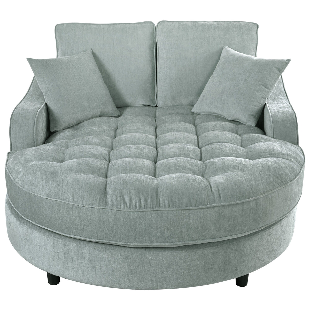 Chaiselongue-Schlafsofa aus Chenille, gepolstertes Sofa mit gesteppter Rückenlehne und 2 abnehmbaren Kissen für das Wohnzimmer