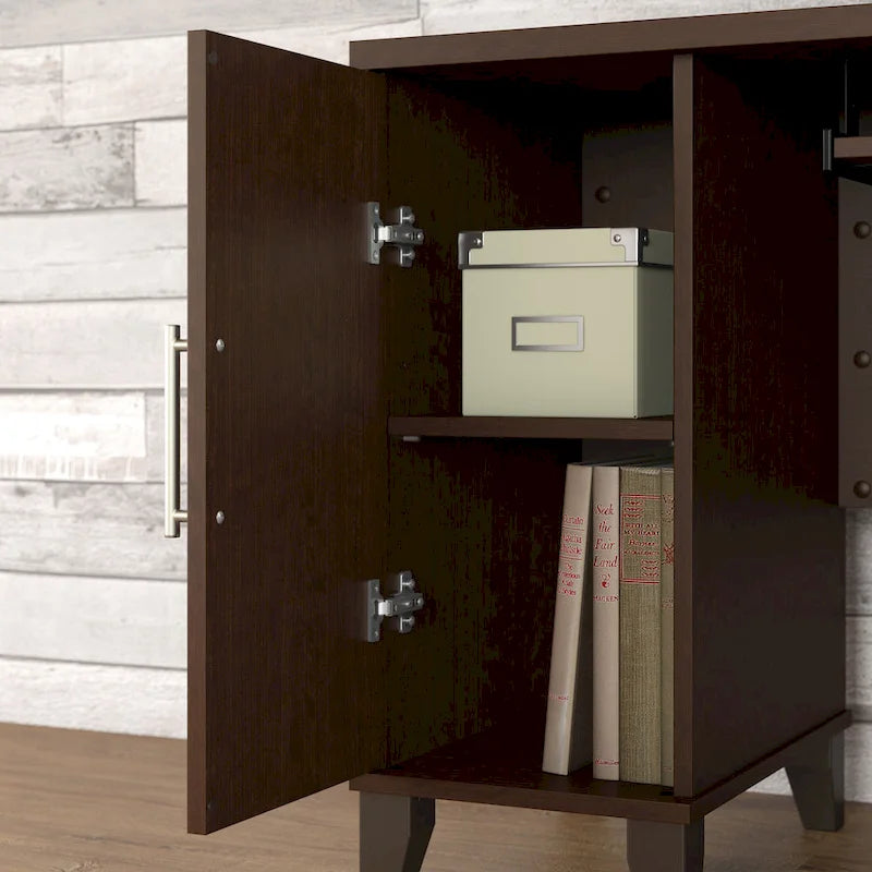 Bush Furniture Somerset 60W L-förmiger Schreibtisch mit Aufsatzregal