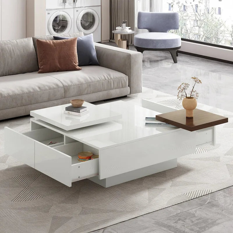 Tavolino da salotto quadrato moderno in legno