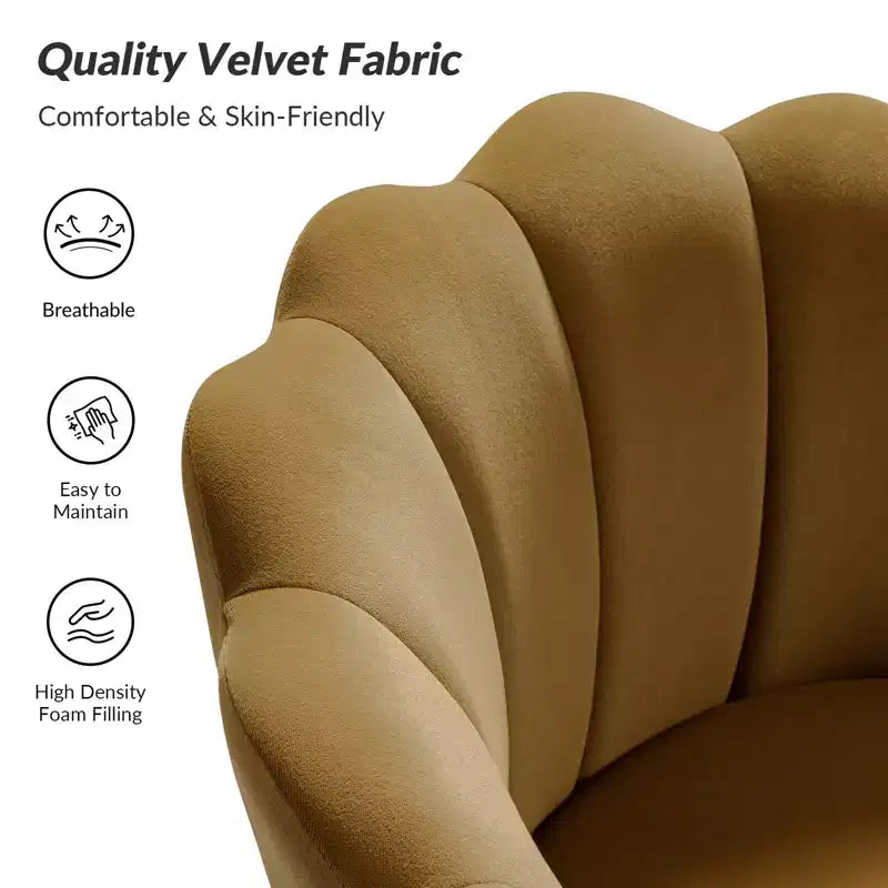 Comfy Barrel Chair with Golden Metal Legs, Living Room Accent Chair