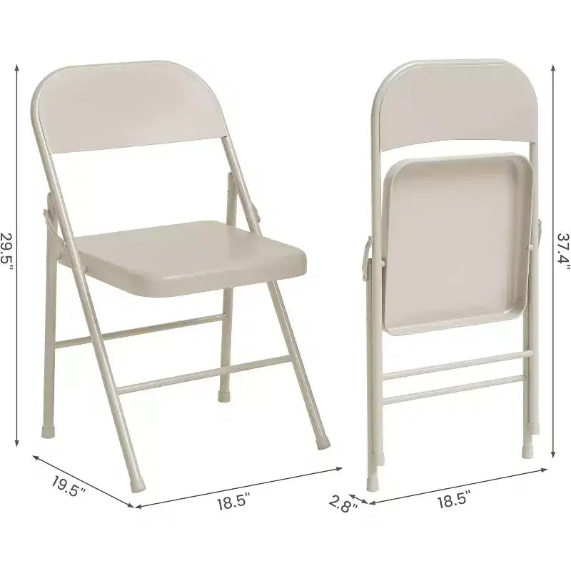 Ensemble de 8 chaises pliantes tout acier avec dossiers, chaises de salle à manger pliables en métal robuste, capacité de 350 lbs, pour l’intérieur et l’extérieur