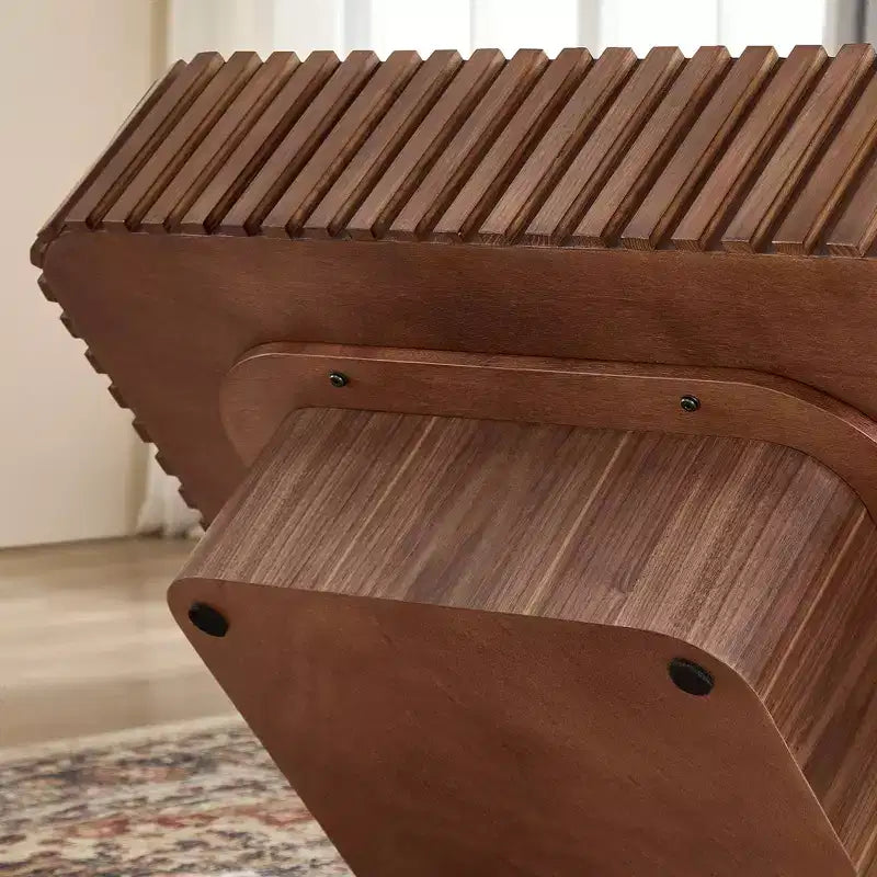 31.5 Modern Handcraft Drum Coffee Table, Square, Walnut MDF Pedestal