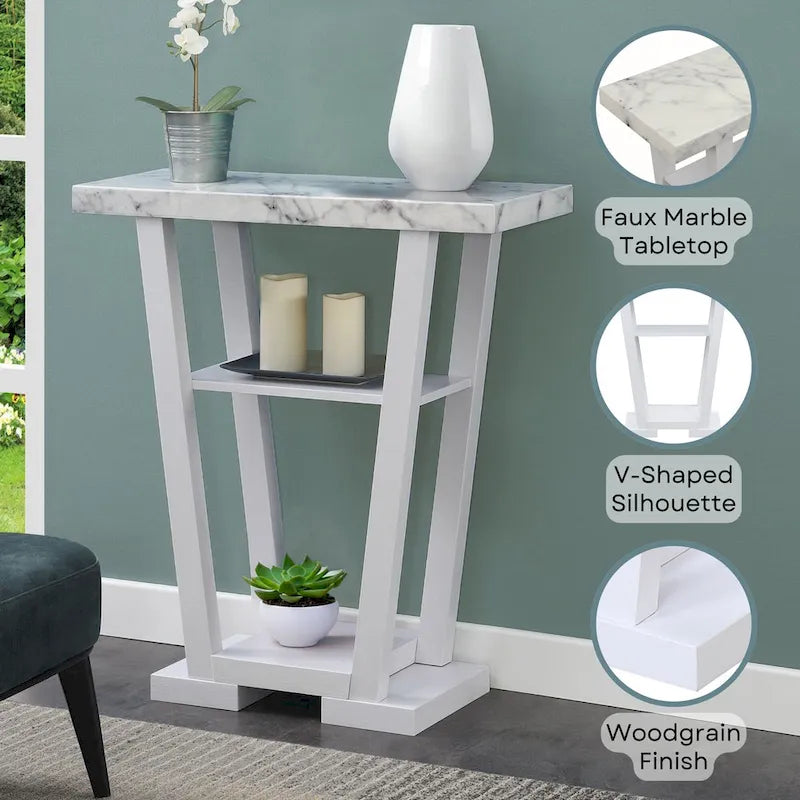 Newport V-consoletafel met planken van Convenience Concepts