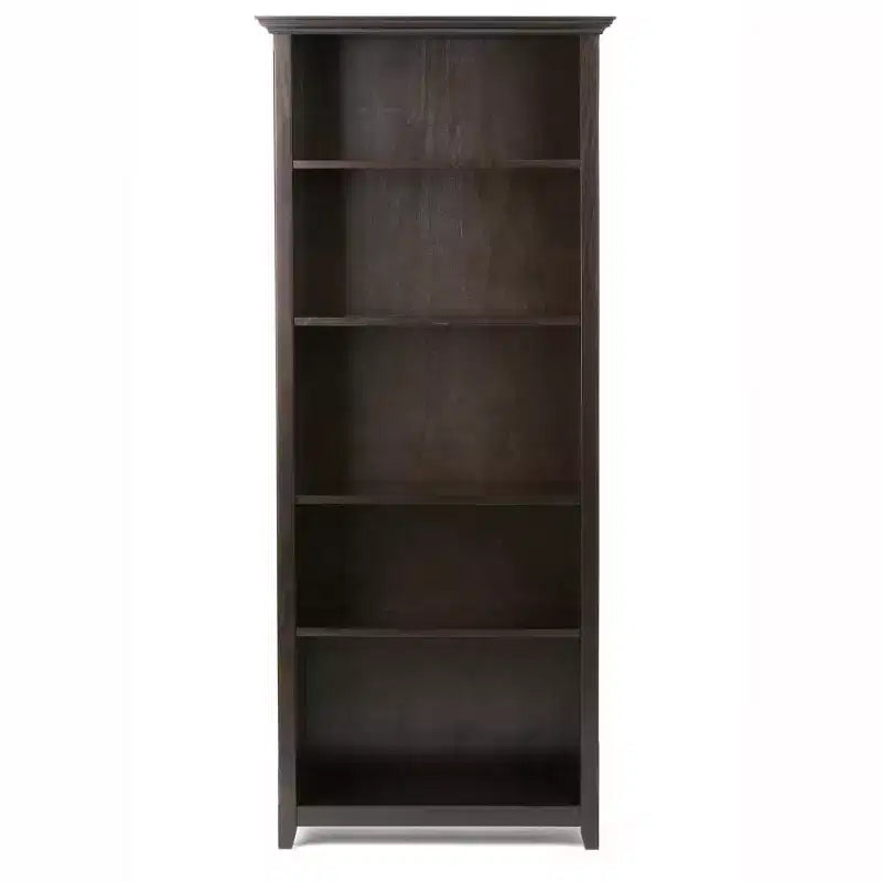 70-Zoll-Bücherregal aus massivem Holz mit fünf Fächern - lackierte Kiefer, 4 verstellbare Einlegeböden