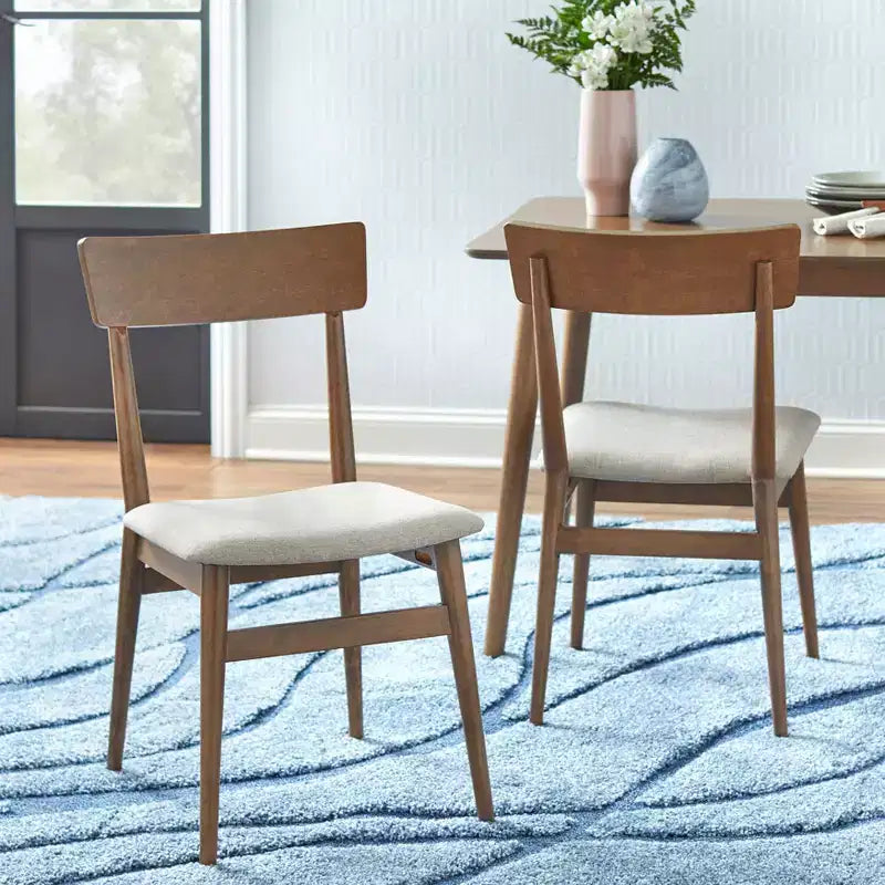Ensemble de salle à manger rectangulaire Lifestorey Newington de style moderne du milieu du siècle, 5 pièces, noyer/moka