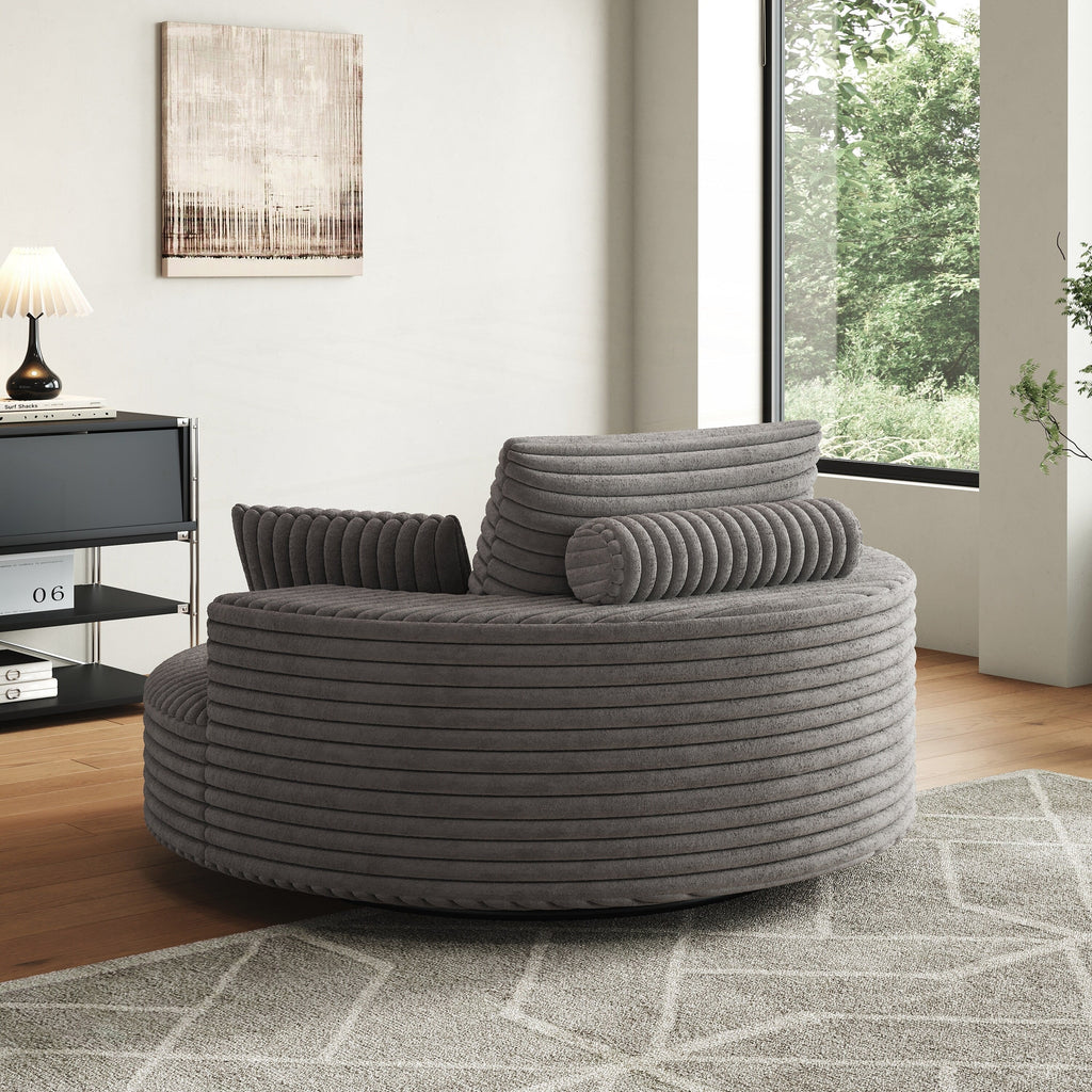 Einzelsessel mit Cord-Chenille-Bezug und Schaumstoffpolsterung, drehbar