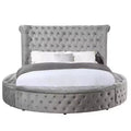 Letto matrimoniale Gaiva 109 in velluto grigio - Acme Furniture: elegante design con borchie decorative e bottoni capitonné, struttura in legno composito