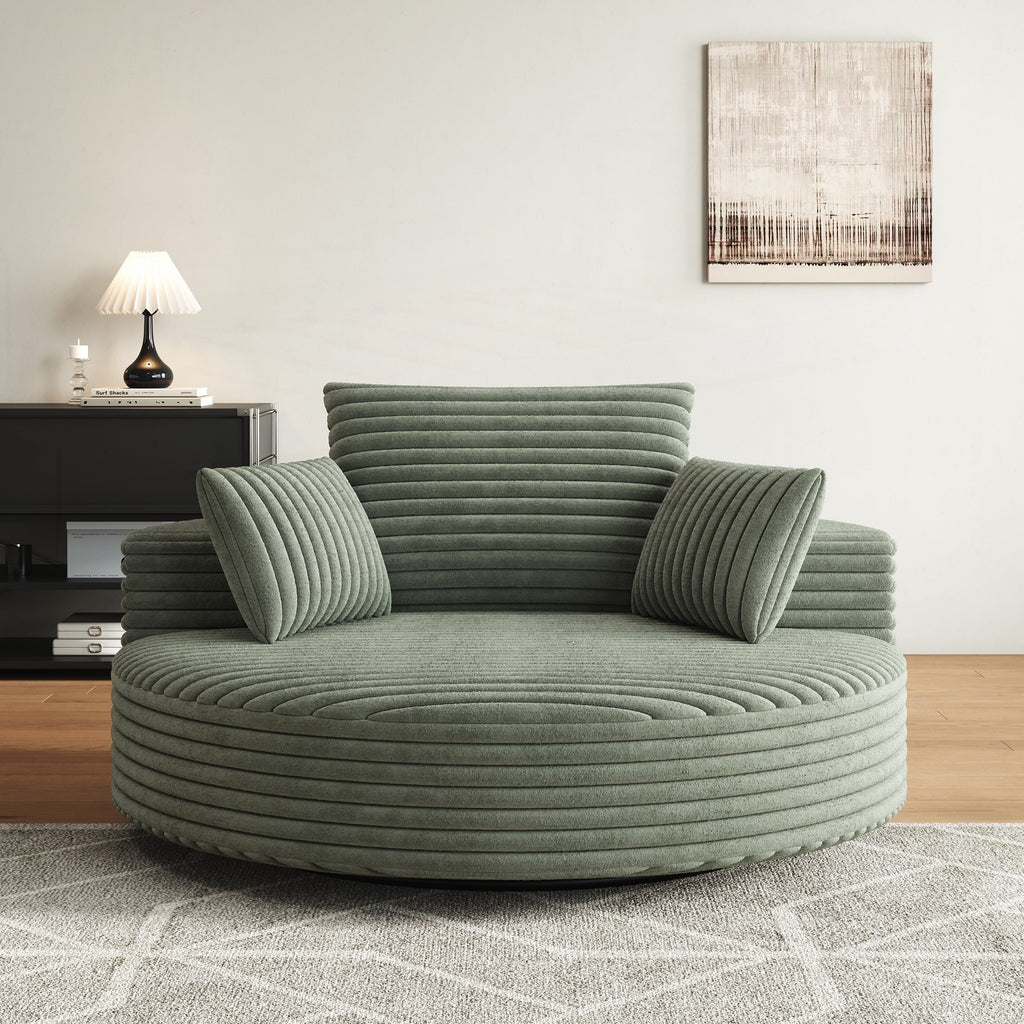 Einzelsessel mit Cord-Chenille-Bezug und Schaumstoffpolsterung, drehbar