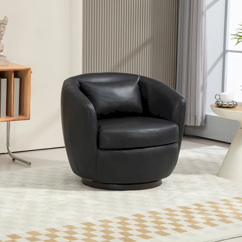 Poltrona girevole a pozzetto imbottita con contenitore, moderna e ideale come seduta laterale per soggiorno, camera da letto, ufficio o angolo lettura - similpelle
